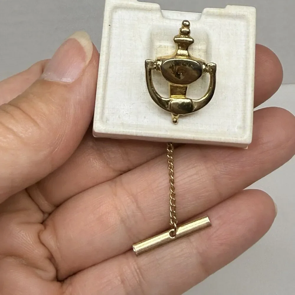 Vintage Bel-Air Gold Tone Articulated Door Knocker Tie Tack Pin